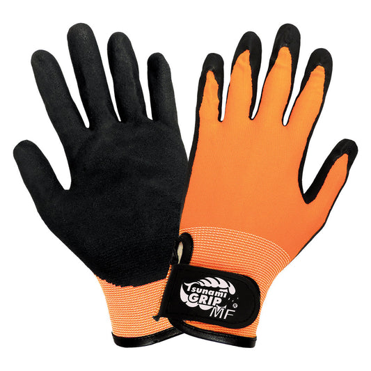 Orange Knit Gloves - Global Glove - High Visibility Nitrile