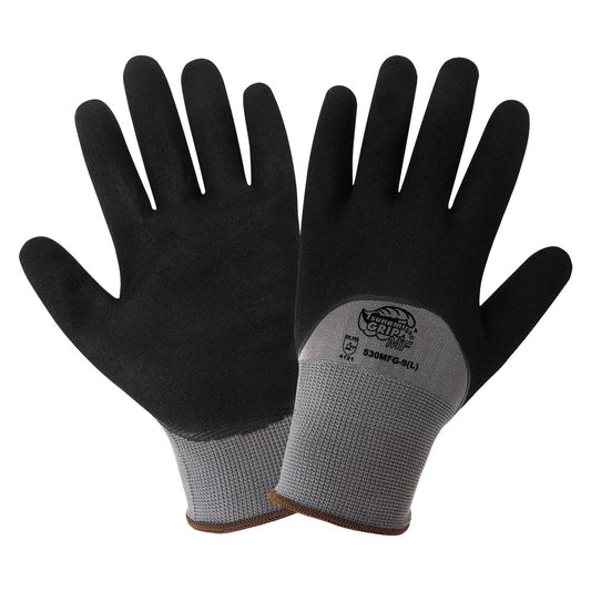 Gray String Knit Gloves | Global Glove | 530Mfg Tsunami Grip Double Dipped Mach Finish Nitrile