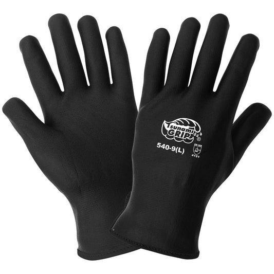 Black String Knit Gloves - Global Glove - Foam Nitrile Grip