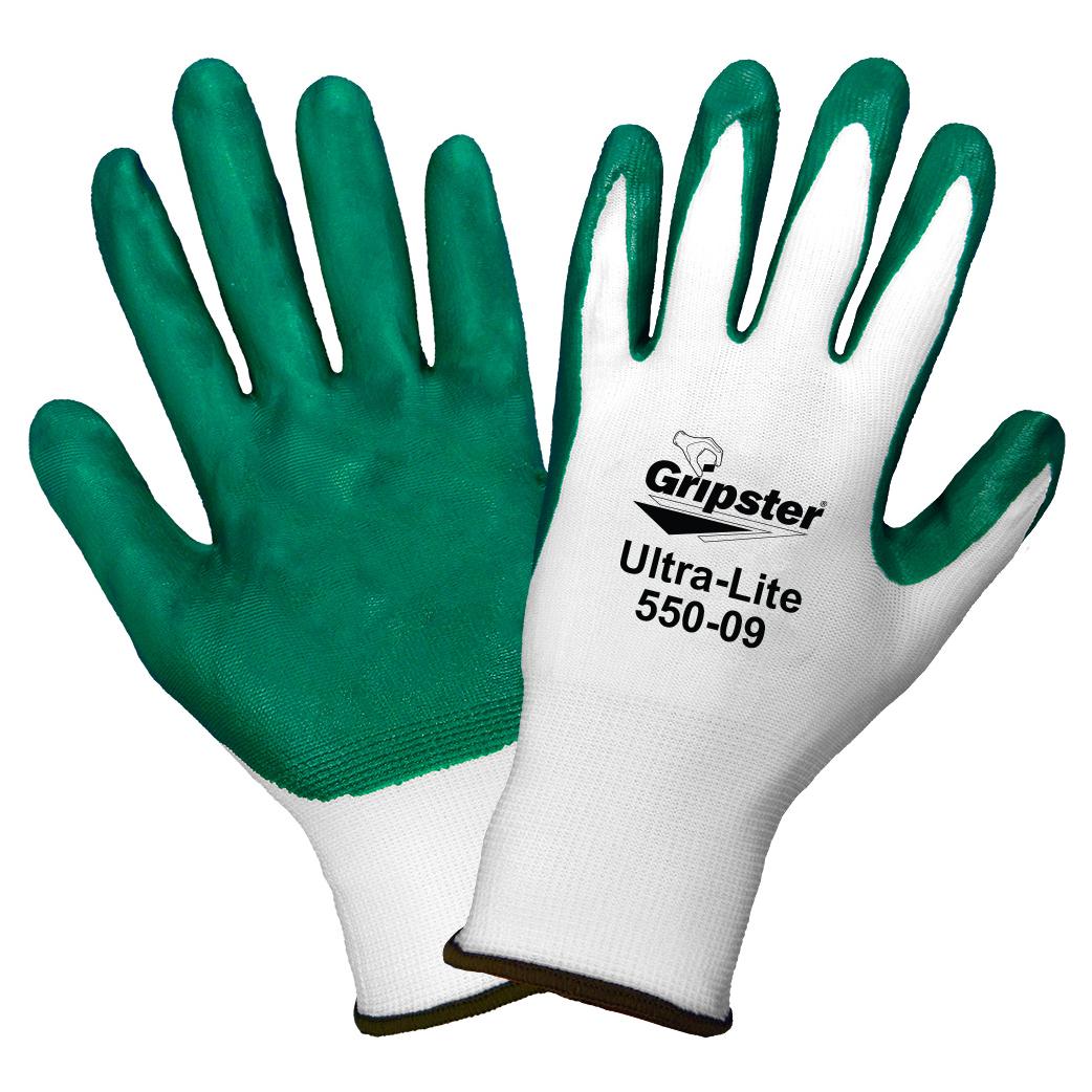 White String Knit Gloves - Global Glove - Nitrile Dipped