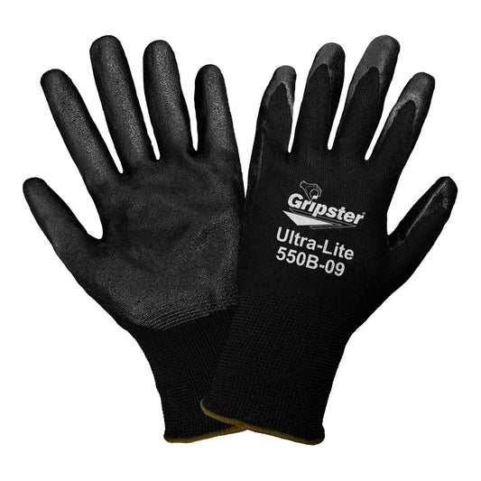 Black String Knit Gloves - Global Glove - Comfortable Grip