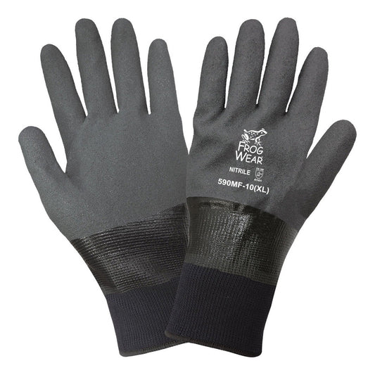 Gray String Knit Gloves | Global Glove | 590Mf Frogwear Fully Dipped Mach Finish Nitrile