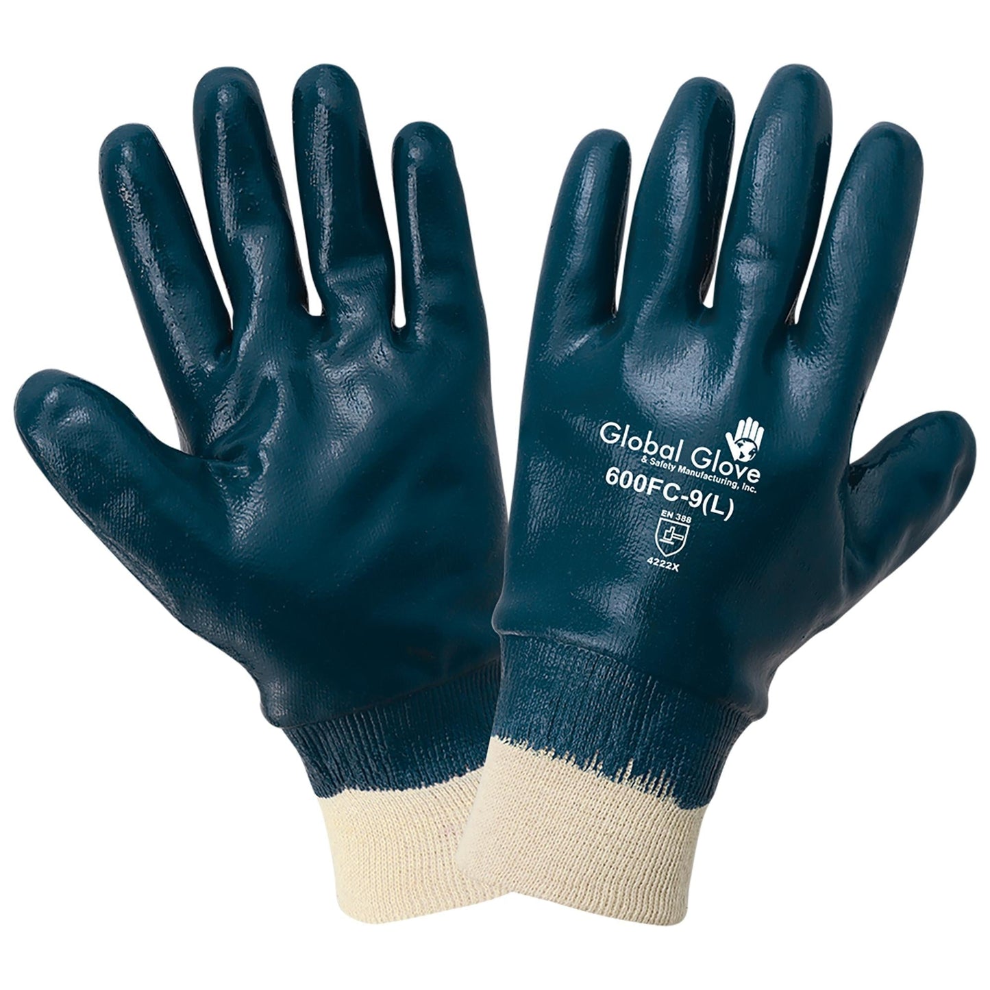 Blue Knit Gloves - Global Glove - Durable Nitrile Dipped