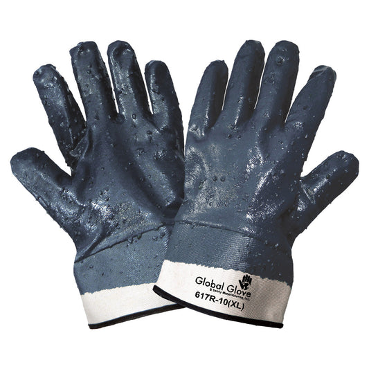 Blue String Knit Gloves - Global Glove - Rough Grip