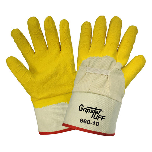 Tan/Yellow Cotton Gloves - Global Glove - Rubberized Grip