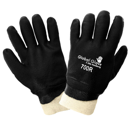 Black String Knit Gloves - Global Glove - PVC Grip