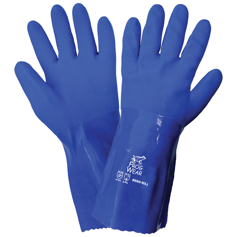 Blue Rubber Gloves - Global Glove - Triple Dipped PVC