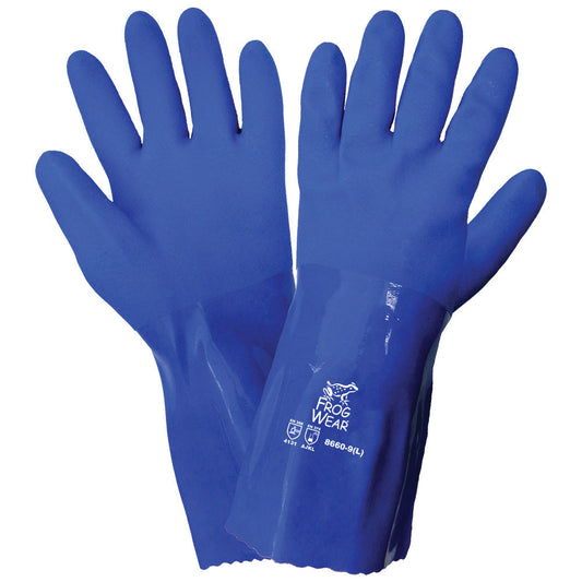 Blue Rubber Gloves - Global Glove - Triple Dipped PVC
