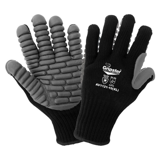 Black String Knit Gloves - Global Glove - Anti-Vibration Grip