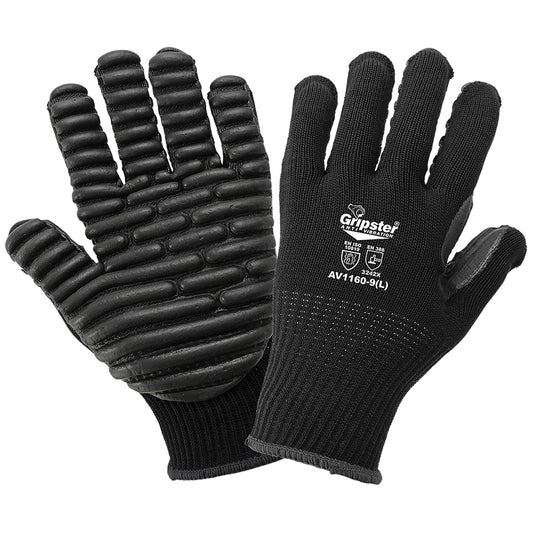 Black Ergonomic Knit Gloves - Global Glove - Anti-Vibration