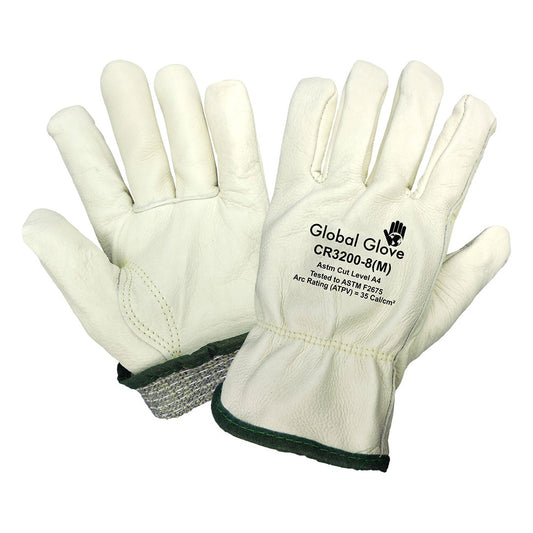 White Leather Gloves - Global Glove - Cut Resistant