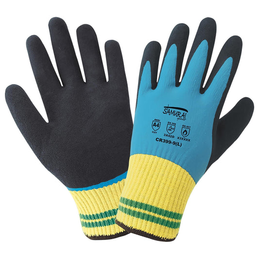 Blue String Knit Gloves - Global Glove - Cut Resistant