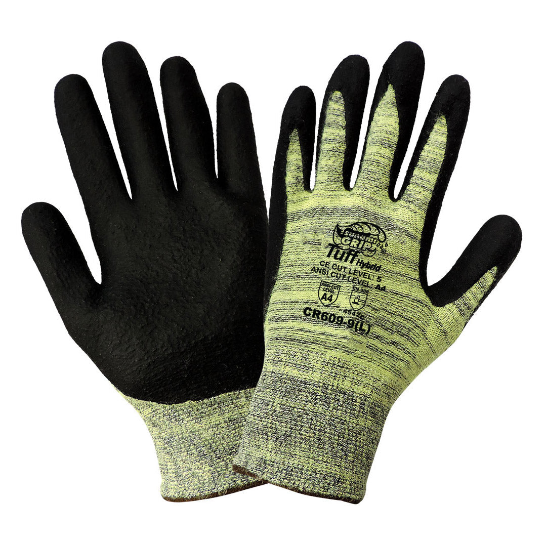 Black/Yellow Knit Gloves - Global Glove - Durable Nitrile