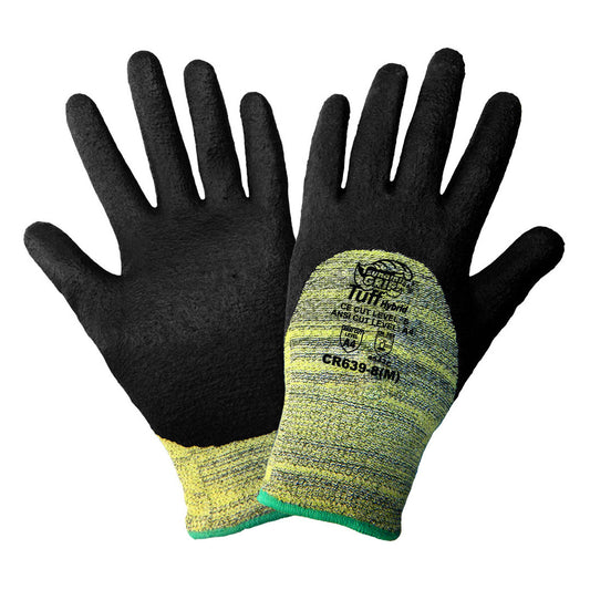 Yellow/Black Knit Gloves - Global Glove - Foam Nitrile Grip