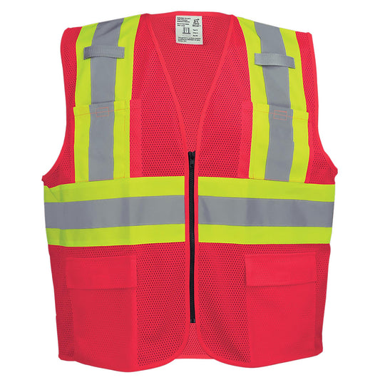 Red Safety Vests - Global Glove - Breathable Design
