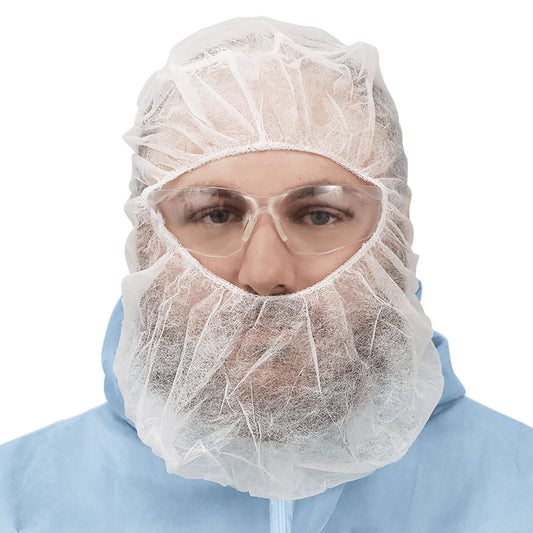 White Disposable Hoods - Global Glove - Lightweight Design
