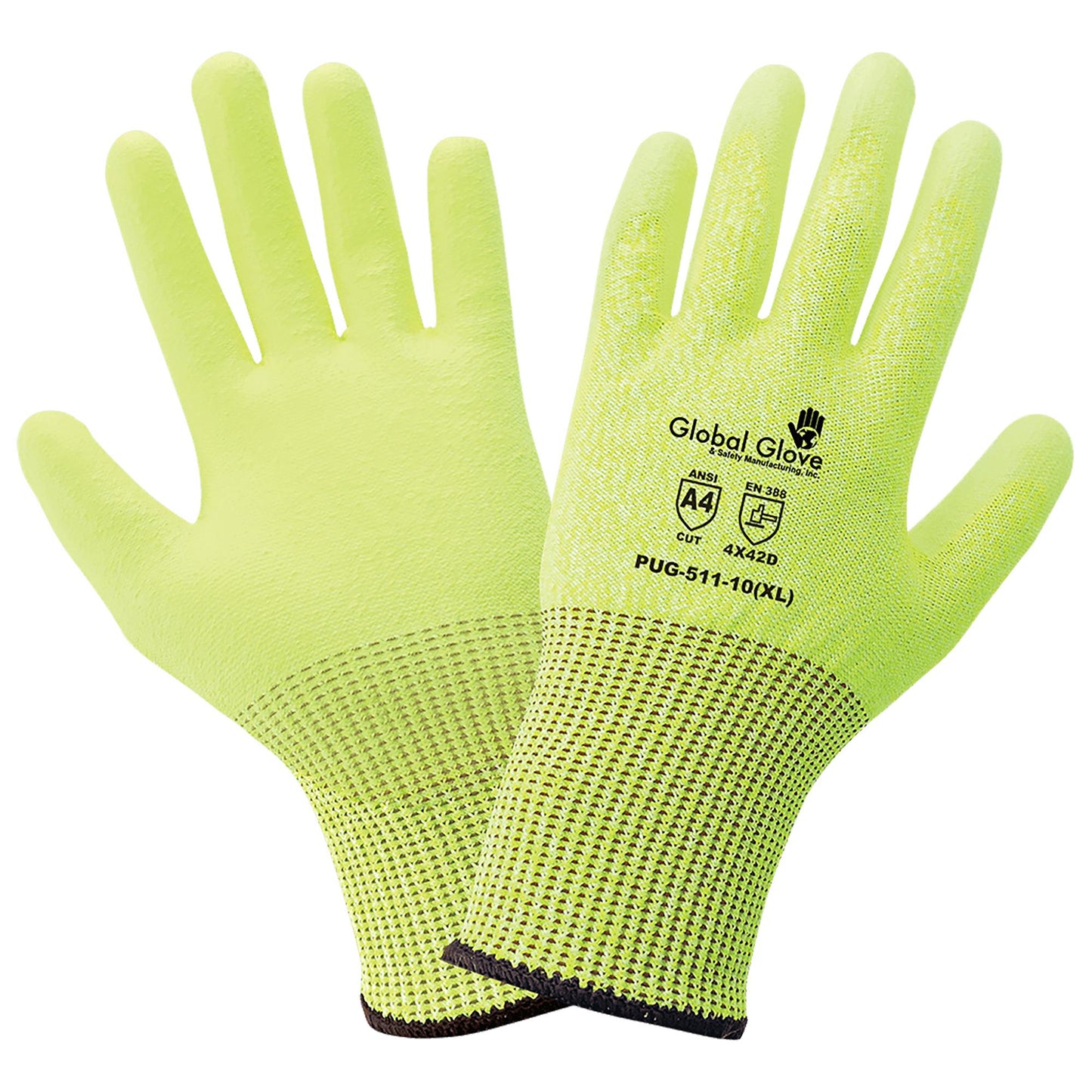 Yellow/Lime String Knit Gloves - Global Glove - Cut Resistant