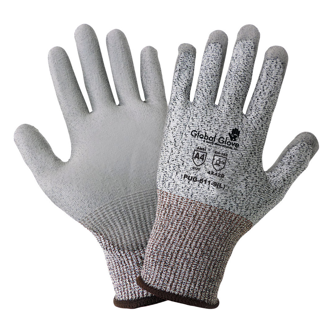 Gray String Knit Gloves - Global Glove - Cut Resistant