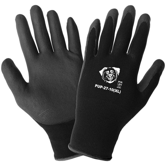 Black String Knit Gloves - Global Glove - Coated Grip
