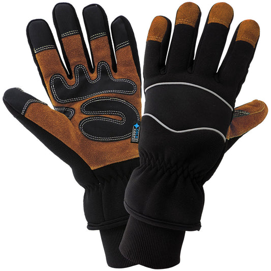 Black Insulated Leather Gloves - Global Glove - Warm Grip