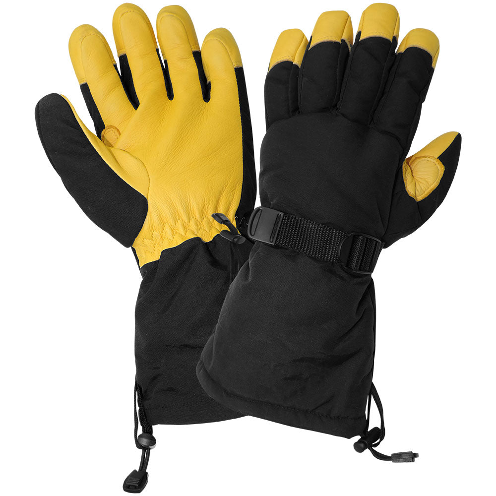 Black/Yellow Insulated Gloves - Global Glove - Deerskin Warmth