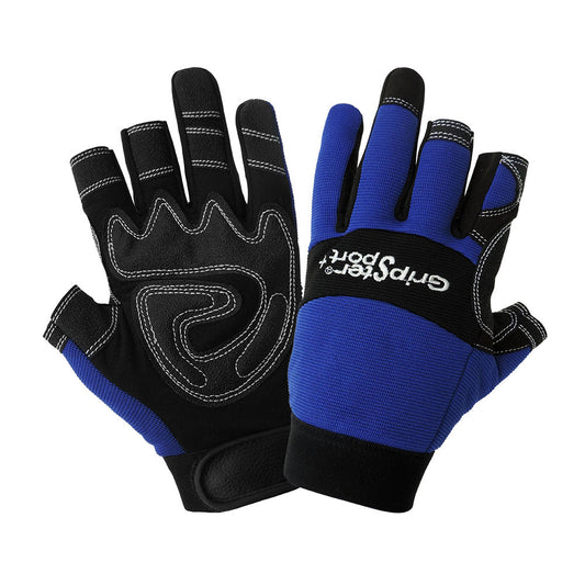 Blue Performance Gloves - Global Glove - Fingerless Grip