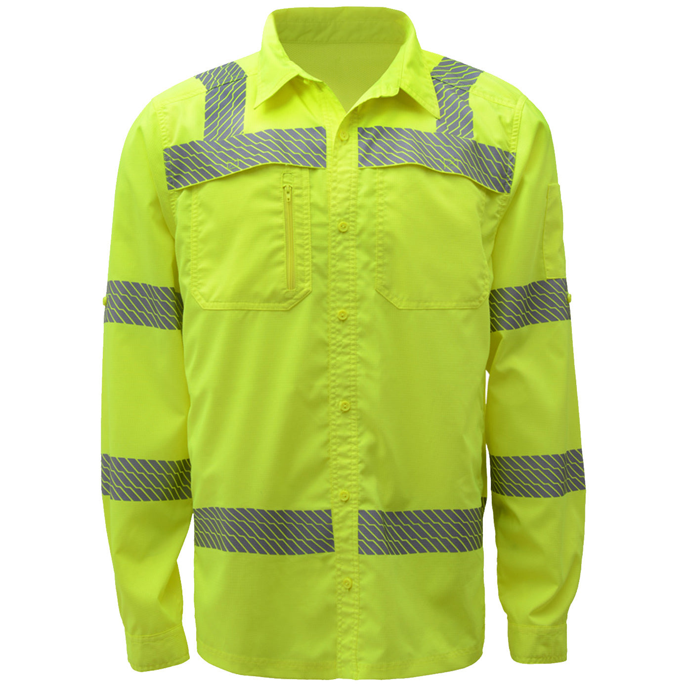 Yellow/Lime Button Up Shirt - GSS Safety - Ripstop Fabric
