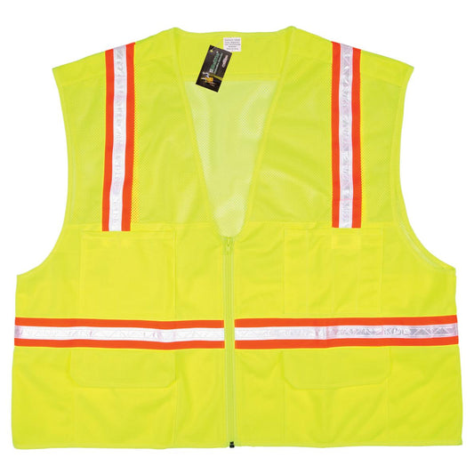 Yellow/Lime Safety Vests - MCR Safety - Durable Mesh/Solid