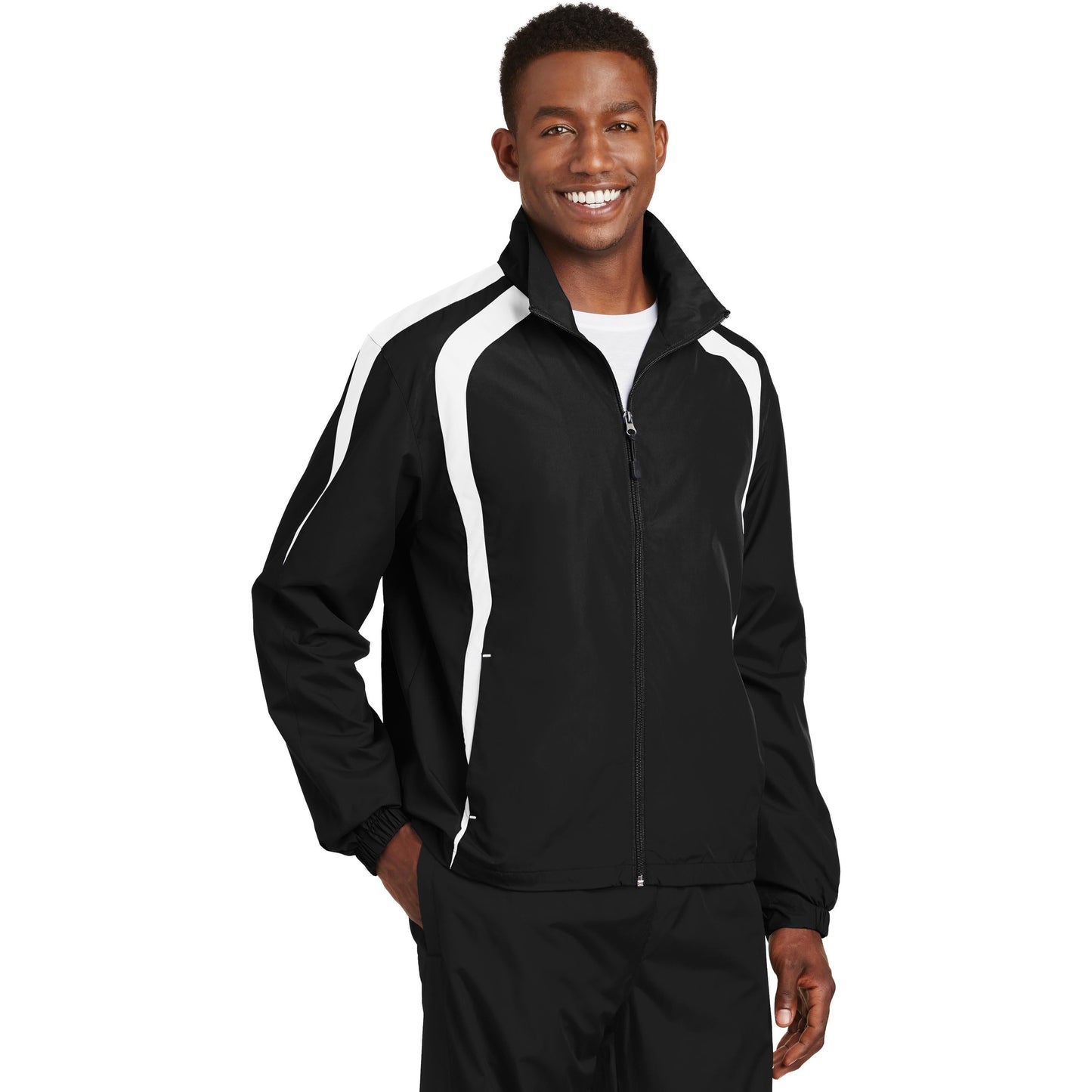 Black/White Jacket - Sport-Tek - Breathable Design - Lightweight