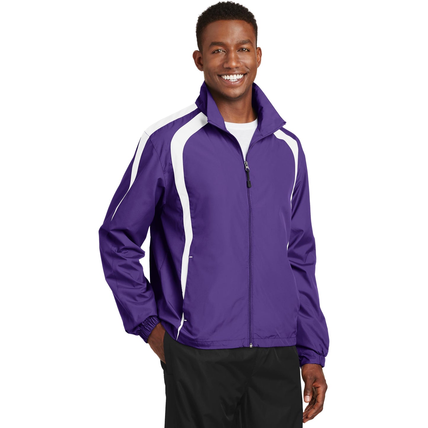 Black/White Jacket - Sport-Tek - Breathable Design - Lightweight