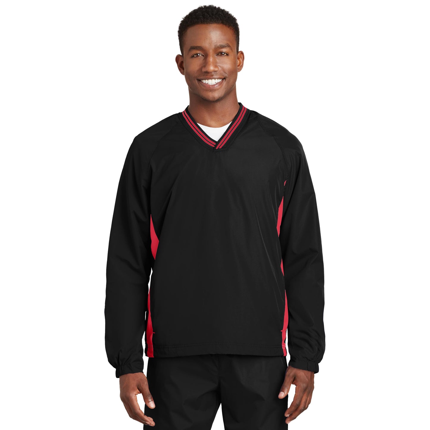 Black/True Red Windbreaker - Sport-Tek - Comfortable Fit
