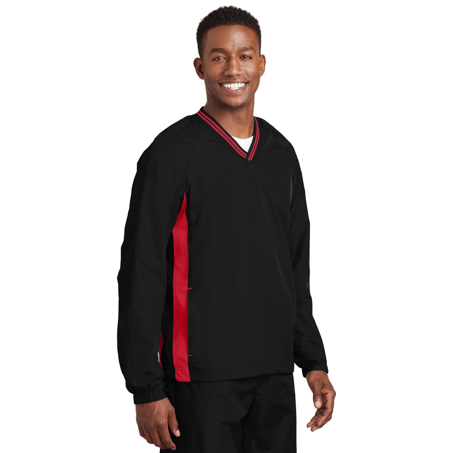 Black/True Red Windbreaker - Sport-Tek - Comfortable Fit