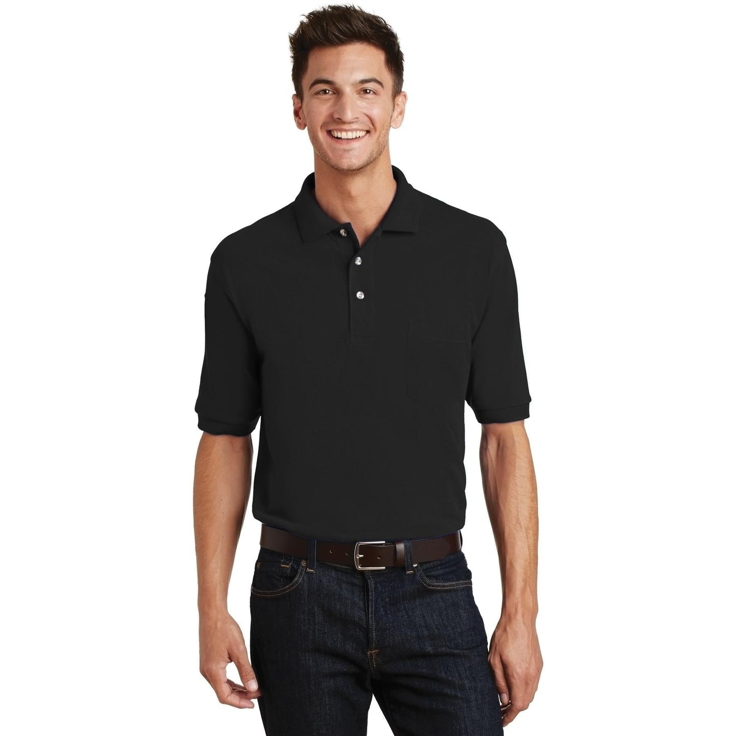 Black Polo Shirt - Port Authority - Comfortable Cotton Blend