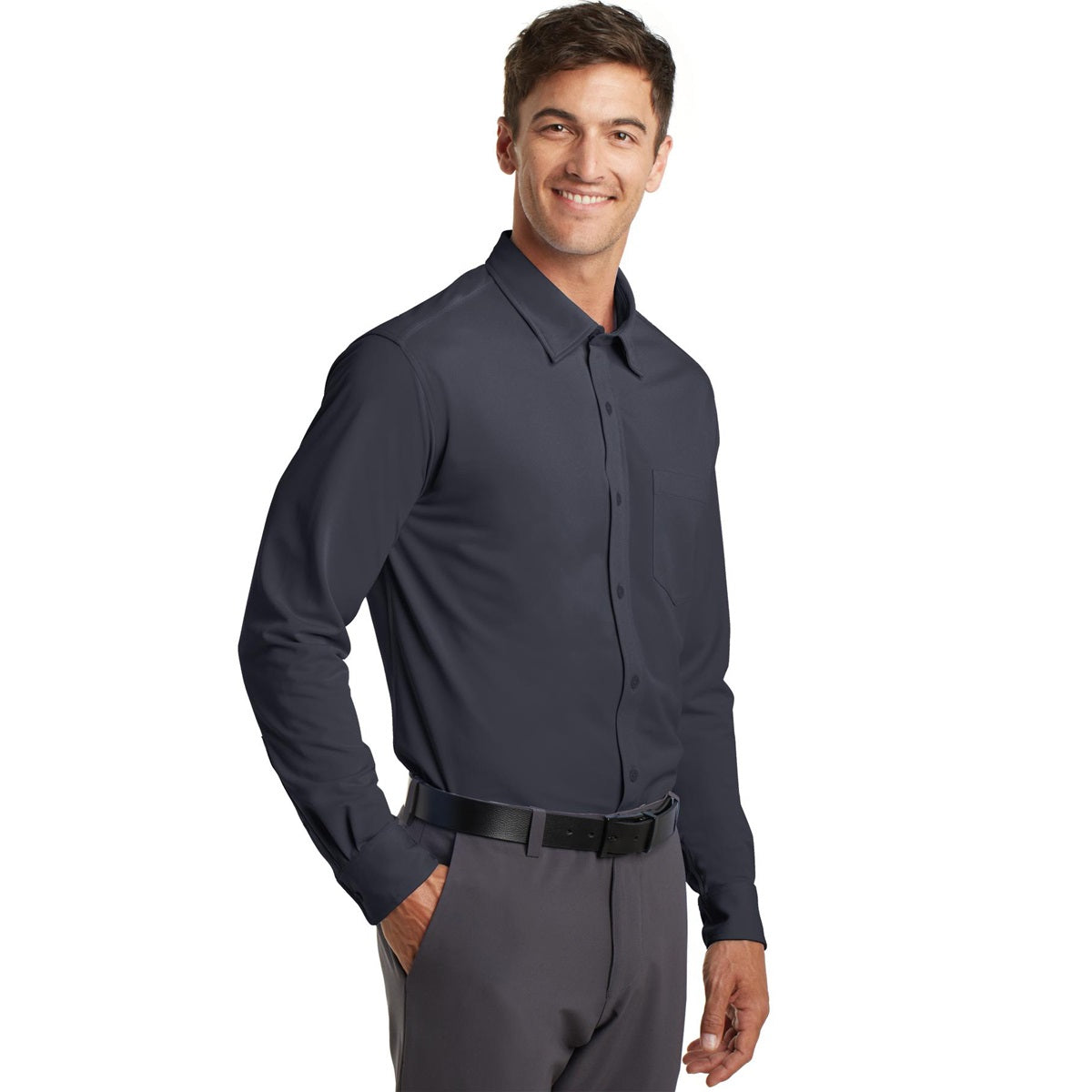 Battleship Grey Button Up Shirt - Port Authority - Soft