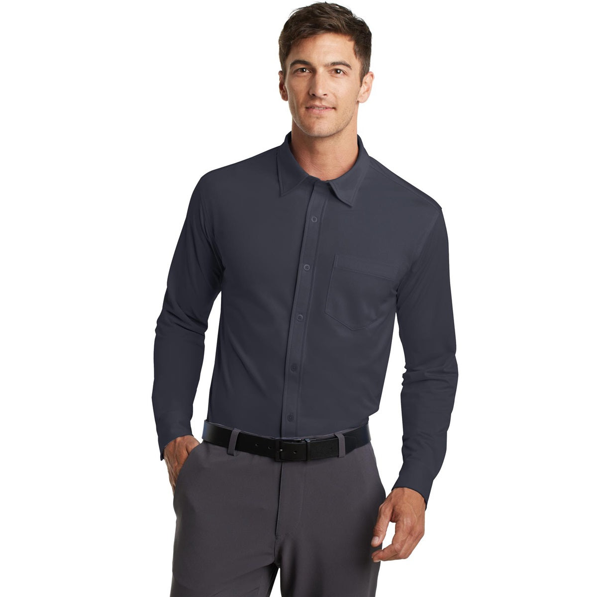 Battleship Grey Button Up Shirt - Port Authority - Soft