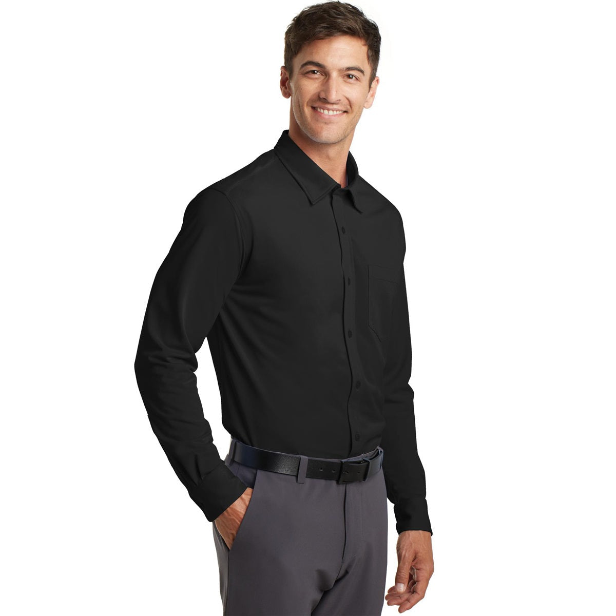 Battleship Grey Button Up Shirt - Port Authority - Soft