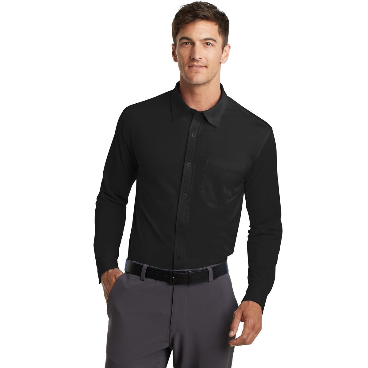 Battleship Grey Button Up Shirt - Port Authority - Soft