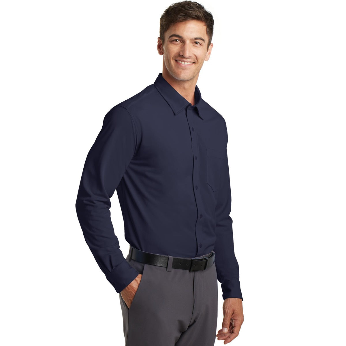 Battleship Grey Button Up Shirt - Port Authority - Soft