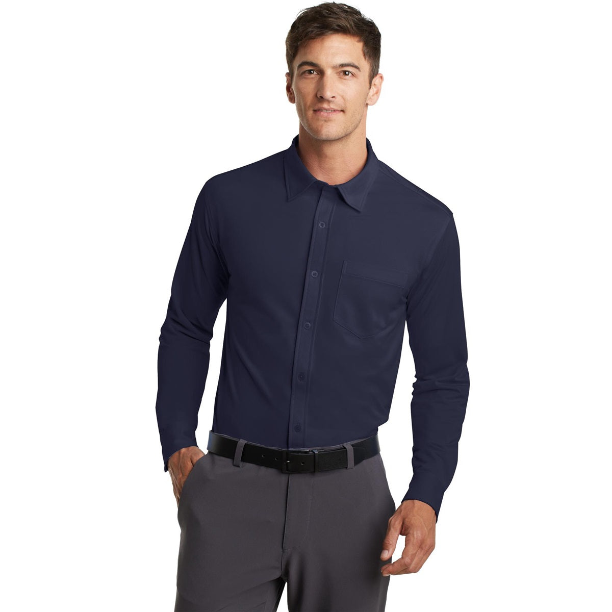 Battleship Grey Button Up Shirt - Port Authority - Soft