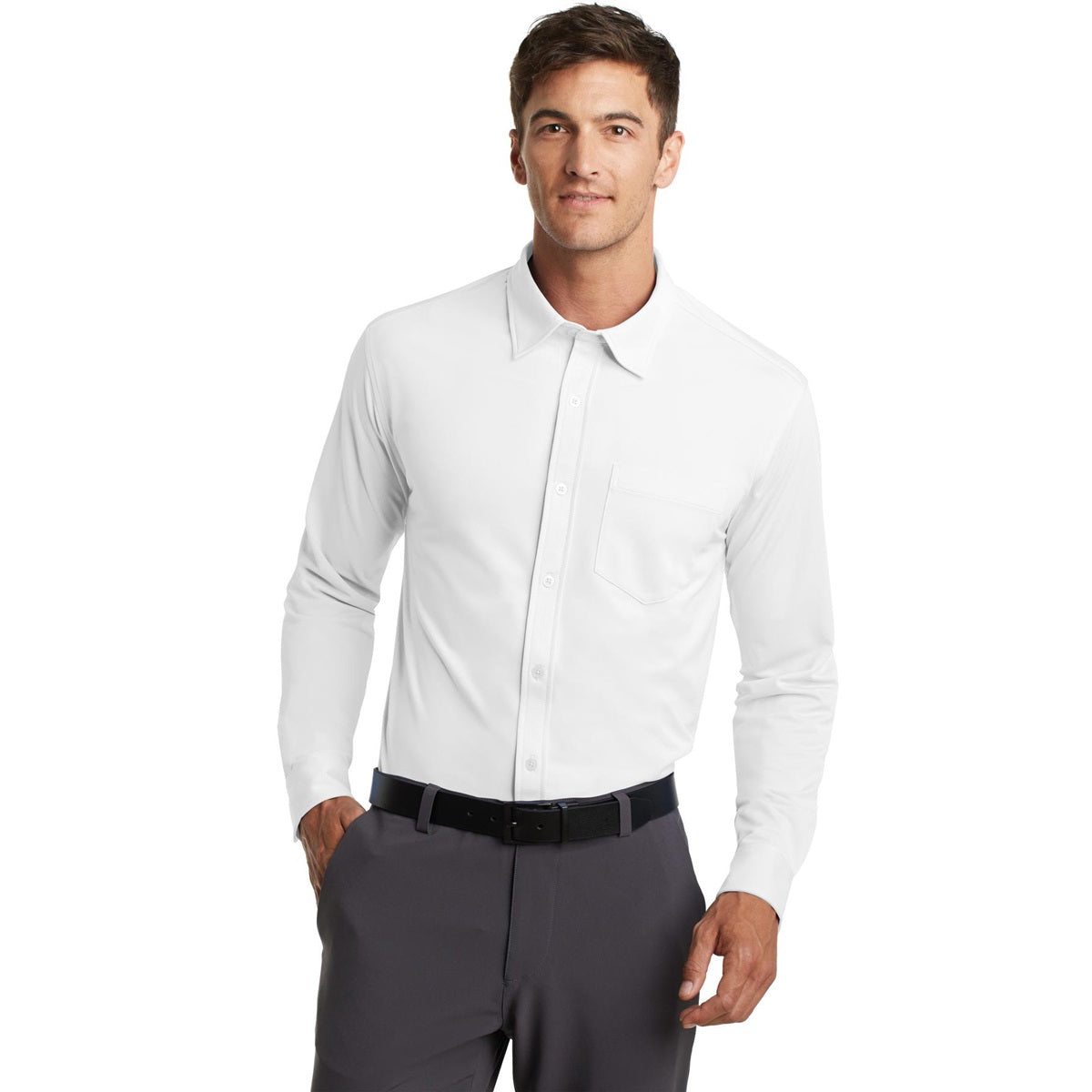 Battleship Grey Button Up Shirt - Port Authority - Soft