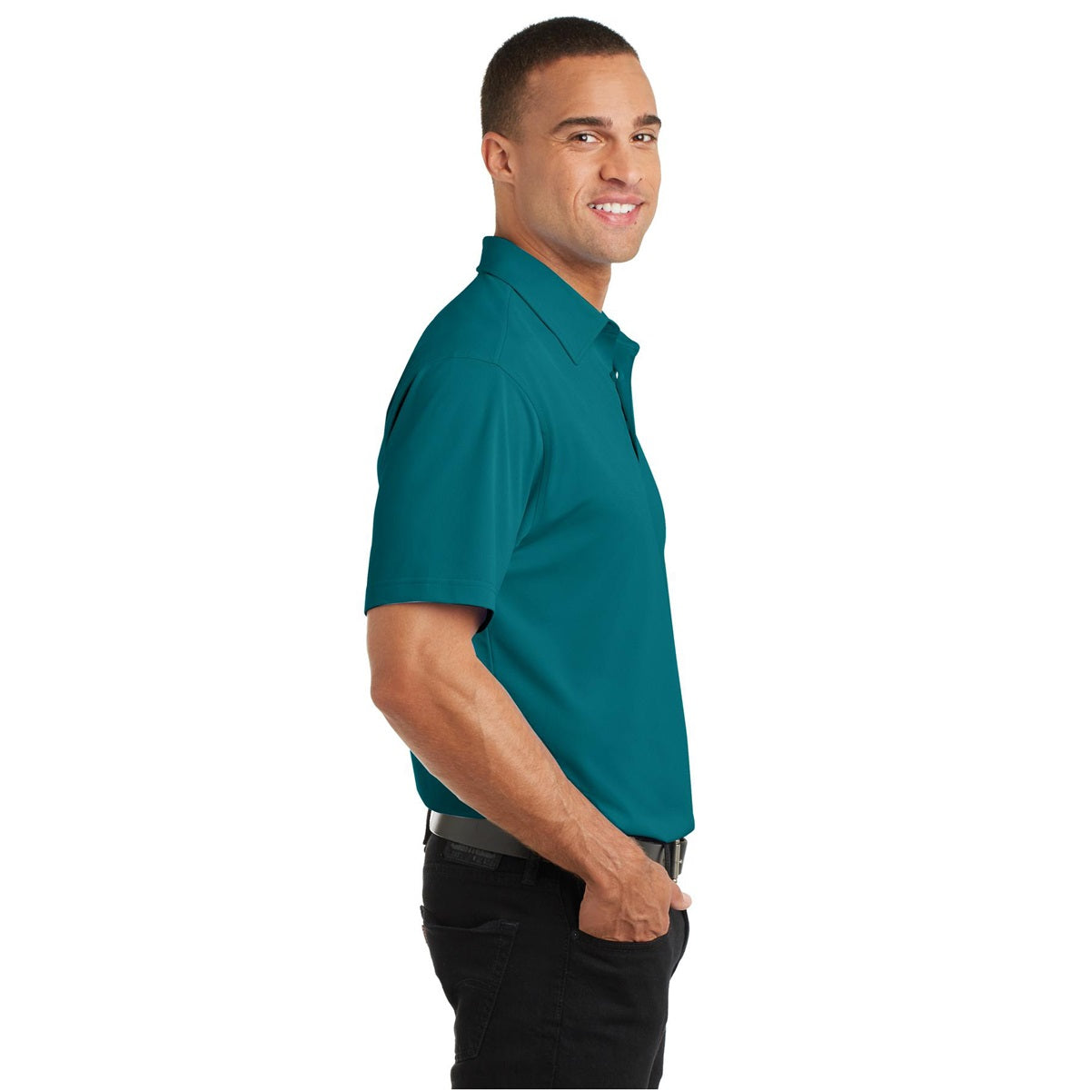 Battleship Grey Polo - Port Authority - Moisture Wicking