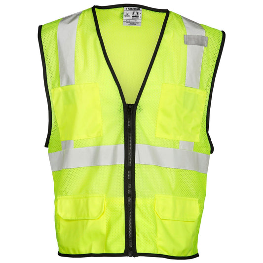 Yellow/Lime Safety Vests - Kishigo - Economy Mesh 6-Pocket