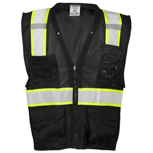 Black Safety Vests - Kishigo - Enhanced Visibility Mesh