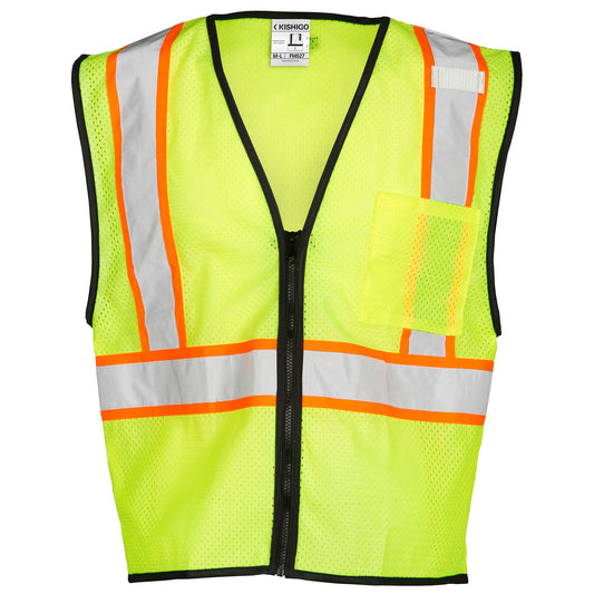 Yellow/Lime Safety Vest - Kishigo - Self Extinguishing Mesh