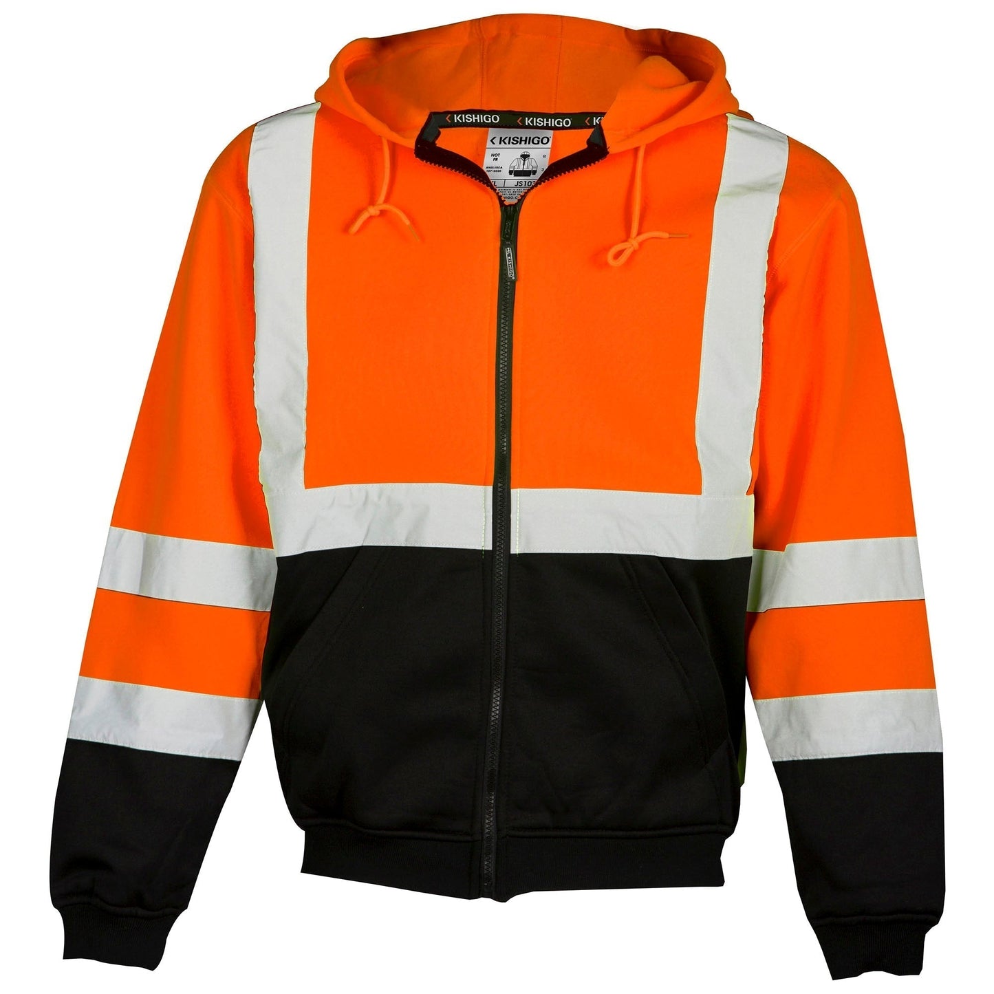 Yellow/Lime Safety Sweatshirt - Kishigo - Zipper Closure