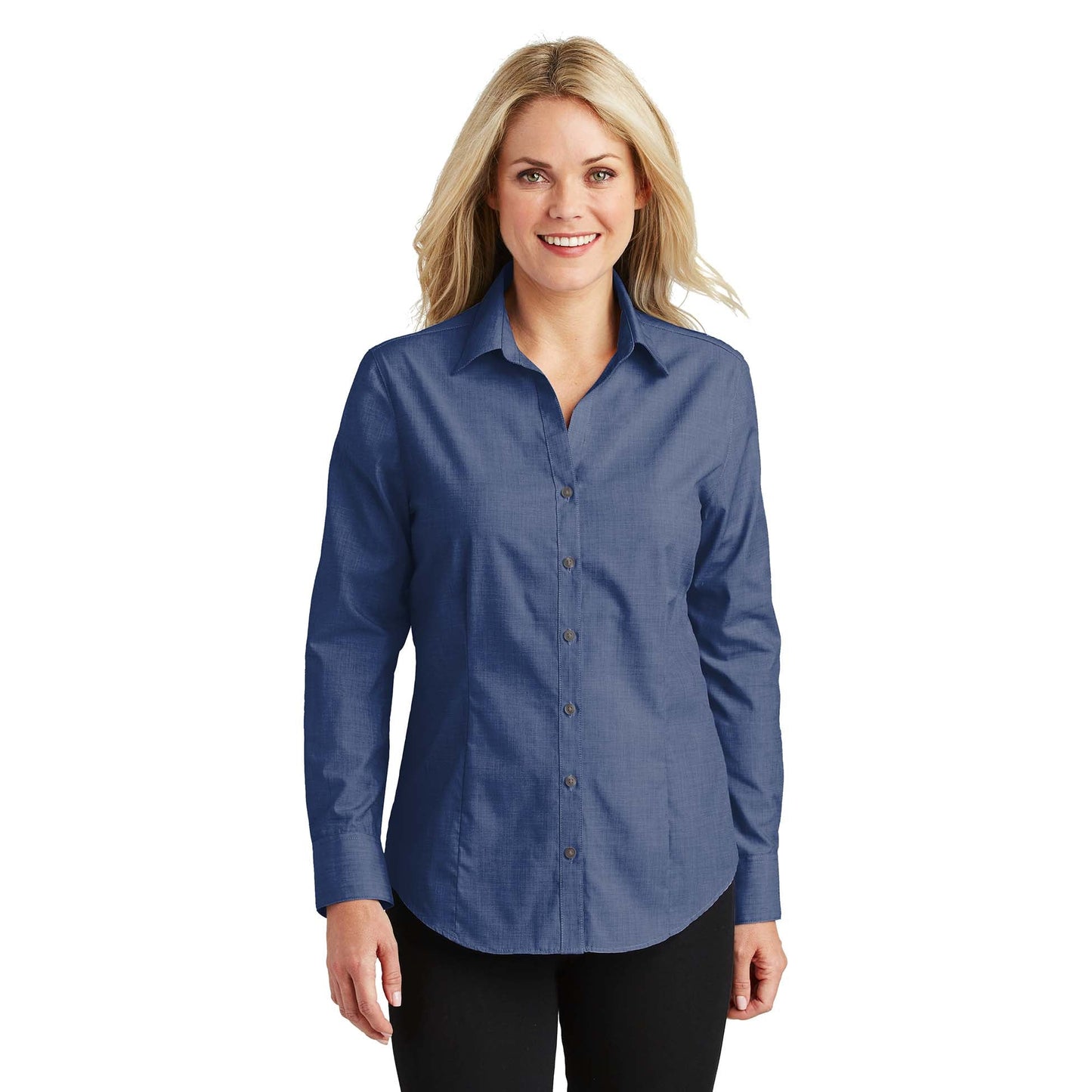 Chambray Blue Button Up Shirt - Port Authority - Comfortable