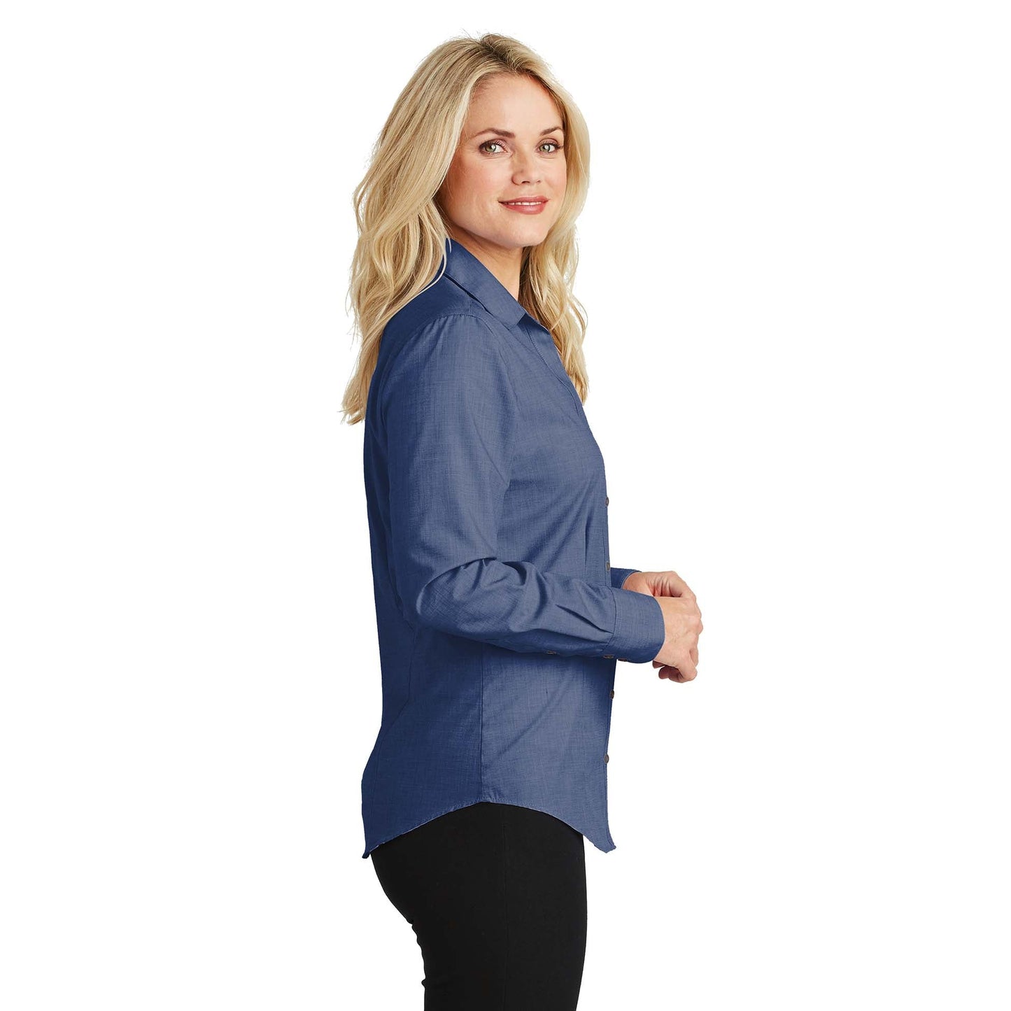 Chambray Blue Button Up Shirt - Port Authority - Comfortable