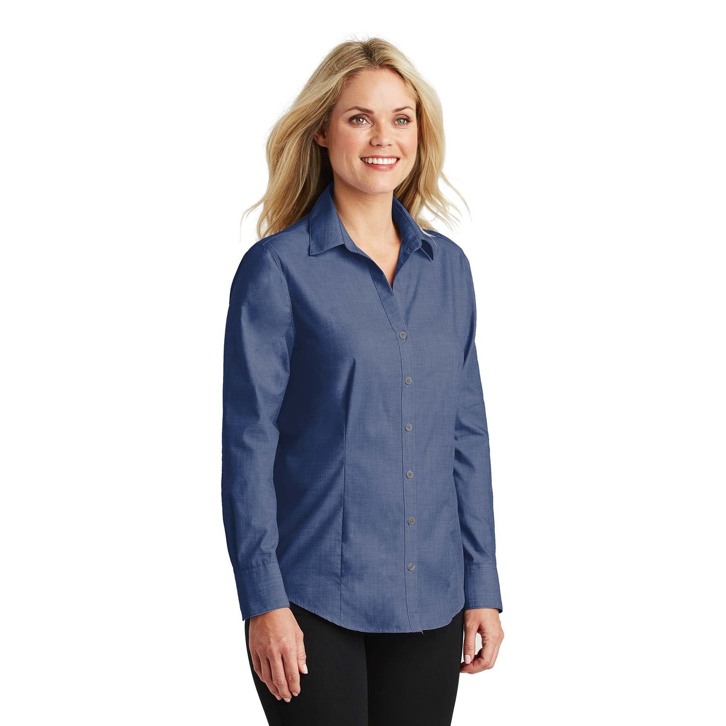Chambray Blue Button Up Shirt - Port Authority - Comfortable