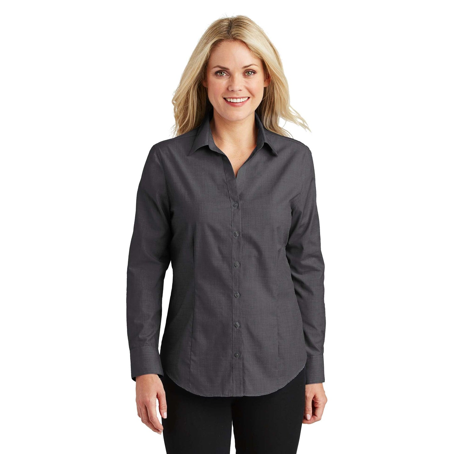 Chambray Blue Button Up Shirt - Port Authority - Comfortable
