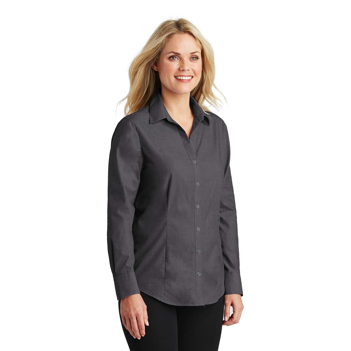 Chambray Blue Button Up Shirt - Port Authority - Comfortable